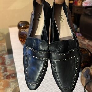 Zara Women Soft leather loafers with micro-studs